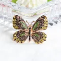 Elegante vintage vlinderbroche met sprankelende groene en gele kristallen voor dames - Stijl 20 (Diepgroene Geel Zwarte Kristal Vlinder)