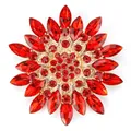 Elegant red glass snowflake brooch with gold finish for women's fashion - Red