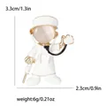 Cute cartoon doctor brooch pin featuring white enamel and cat eye stone decoration - White