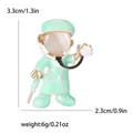 Mint green cartoon doctor enamel pin with cat eye stone, medical professional jewelry gift - Green