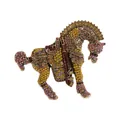 Elegante paardenbroche met sprankelende kleurrijke strassteentjes in vintage Chinese luxe stijl - S1-1-8352