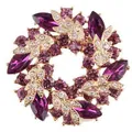 Elegante kransbroche met paarse kristallen en gouden bladeren voor dames accessoires - Paars