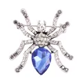 Fonkelende spinnenbroche met blauwe kristallen druppel voor kleding en accessoires. - Blauwe Spin (B2-2-5117)