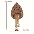 Large elegant sparkling crystal jellyfish brooch with gold tassels and brown rhinestones - Teardrop Tassel Style (O0-5-4986)