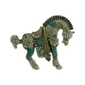 Elegante vintage paardenbroche in Chinese stijl met groene en turquoise strasstenen - S1-1-8354