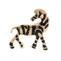 Elegante goud- en zwartgeëmailleerde zebra broche speld met blauw kristallen oog - Zwart Goud Zebra Stijl (S1-2-8358)