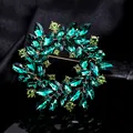 Elegante smaragdgroene strass krans broche speld voor modieuze damespakken luxe - Stijl 1