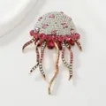 Exquisite pink jellyfish brooch with sparkling crystals for ocean-themed parties - Pink White Gold Red Jellyfish (O9-6-5809)