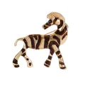 Elegante gouden broche in de vorm van een zebra met bruine emaille strepen voor de dierenriem - S1-2-8359