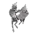 Elegante zilverkleurige Pegasus gevleugeld paard broche speld met metalen finish. - S2-4-8487
