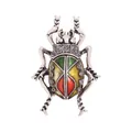 Vintage zilveren kever broche met kleurrijke emaille vleugels en kristallen strass - Kleurrijke Emaille Kever (K4-5-2466)