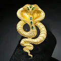 Vintage gouden cobra broche met groene en blauwe strass steentjes voor dames - Stijl 18 (Cobra Groene Blauwe Stenen)