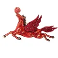 Rode gevleugelde Pegasus broche speld met fonkelende strassteentjes en gouden rand - S3-1-8530