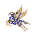 Elegante goudkleurige pegasus speld met blauwe kristallen en blauwe emaille vleugels - Donkerblauw Emaille Pegasus (S3-1-8534)