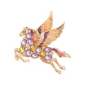 Elegante goudkleurige Pegasus-speld met paarse kristallen en gekleurde emaille vleugels - S3-2-8535