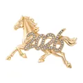 Hoogwaardige vergulde broche voor het Jaar van het Paard 2026 met glanzende steentjes - 2026 Gouden Zodiak Paard (S3-2-8548)