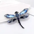Elegante blauwe libel broche speld met fonkelende kristallen in zilveren finish - Blauwe Libelle (j8-3-1333)
