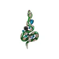 Vintage groene emaille slangenbroche met sprankelende gekleurde kristallen - Stijl 29 (Groen Marmerpatroon)