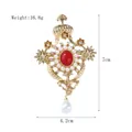 Spilla corona di palazzo barocco vintage con gemma rossa e perle, misura 7x4,2cm. - Rosso