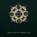 Vintage Baroque gold brooch with colorful gemstones, size 5.7x5.7cm, weight 23g info - Multi-Color Mixed Gemstone Hollow Style (5089421201401)