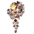 Eleganter Vintage-Bernstein-Kristall- und Strass-Blumenbroschen-Anstecker in Bronzetönen - Champagner