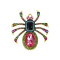 Klassische bunte Spinne-Brosche mit großen Kristallen und glänzenden Strasssteinen. - Bunte Spinne (L7-5-3962) / Keine Spezifikation