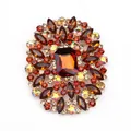 Vintage fashion crystal glass brooch for women with amber and orange rhinestones - Brown