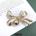 Vintage barokstijl matgouden strikbroche met elegante parel voor dames - Champagne Strik Stijl