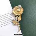 Elegante vintage barokke gouden roos broche met een verfijnd parelaccent in het midden - Tulp met Parel (30)