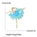 Detailed view of ballet dancer enamel brooch with dimensions and weight information - Blue (0890)