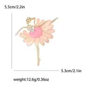 Elegant gold alloy enamel ballerina brooch in pink and peach with rhinestone detail - Pink (0890)