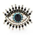 Retro boze oog speldje met zwart kristal en strass steentjes voor jassen. - Zwart & Blauw (Q9-1-7533)