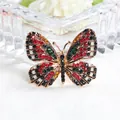Vintage kleurrijke vlinder broche speld met fonkelende rode en zwarte kristallen - Vlinder Stijl 2