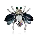 Exquise vintage bijen emaille broche met groot gefacetteerd kristal en groene strass ogen - Bij Stijl 9
