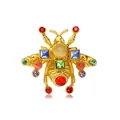Exquisite Vintage-Brosche in Bienenform, goldfarben mit bunten Strasssteinen und Katzenaugen-Effekt - Vintage Gold Mehrfarbig (R1-2-7460)