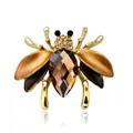 Vintage bijen emaille speld met amber kristal voor dames - Bij Stijl 12