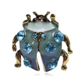 Vintage lieveheersbeestje emaille broche met blauwe kristallen - Kever Stijl 13