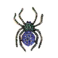 Kreative Vintage Spinne Brosche mit blauen und grünen Strasssteinen in Antik-Gold-Optik - SP02-Blaugrüner Strass Bronze Spinne