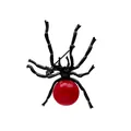 Vintage schwarze Spinne Brosche mit großer roter Perle für stilvolle Kleidung Dekoration - SP10-Rote Künstliche Perle Spinne