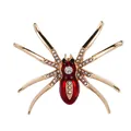 Vintage-Stil Spinne Brosche aus goldener Legierung mit rotem Emaille und Strasssteinen - SP14-Rote Basis Goldener Rahmen Spinne