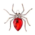 Vintage Insekten Spinne Brosche mit großem rotem Tropfenkristall und roségoldenem Rahmen - SP15-Roségold Rubin Farbe Spinne