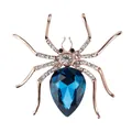 Vintage Spinne Brosche mit blauem Kristall in Tropfenform und Roségold - SP16-Dunkelblauer Strass Roségold Spinne