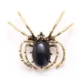 Vintage goldene Spinne Insekt Brosche mit einem großen schwarzen ovalen Edelstein - SP21-Ovaler Schwarzer Stein Vintage Gold Spinne