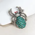 Vintage Spinne Brosche Schmuck mit grünen Strasssteinen und silberfarbenem Finish - SP22-Grüner Strass Kreative Spinne