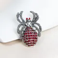 Vintage antik silberne Spinne Brosche mit funkelnden rubinroten und weißen Strasssteinen - SP23-Rot Weißer Strass Vintage Silber Spinne