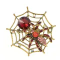 Vintage-Brosche in Spinnennetz-Optik mit roten und rosafarbenen Strasssteinen Details - SP25-Bunter Strass Gold Spinnennetz