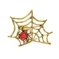 Antike goldene Spinnennetz-Brosche mit funkelnder roter Kristallspinne Design - SP26-Roter Strass Vintage Gold Spinnennetz