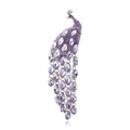 Elegante vintage paauw broche met paarse strass steentjes en bungelende veer bedeltjes - Paarse Strass Kwastje Stijl (04) / Universele Specificatie