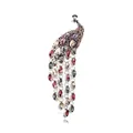 Elegante vintage pauwenbroche met kleurrijke strass-steentjes en hangende staart - Rood Paars Gemengde Kwastje Stijl (05) / Universele Specificatie