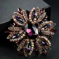 Luxurious purple crystal sunburst brooch pin with iridescent rhinestones for evening wear - Purple Starburst Floral Style / Deep purple